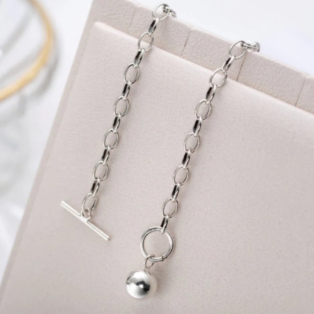 NEW 925 STERLING SILVER TOGGLE LINK NECKLACE, NICE NECKLACE, CUTE NECKLACE - Picture 4 of 7